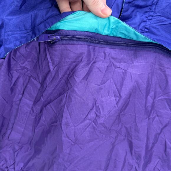 Vintage LL Bean Jacket Womens Large Blue Purple 1/2 Zip Removable Hood Anorak - Picture 6 of 10